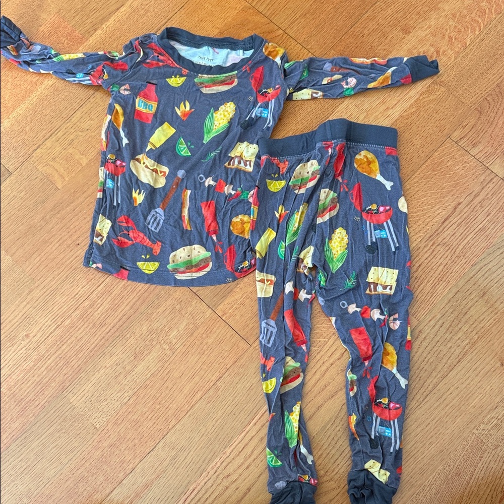Little Sleepies Gray Food Print Kids Pajamas